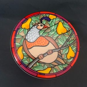 Mikasa Trinket box “A Partridge in a Pear Tree” Christmas porcelain lidded 5”